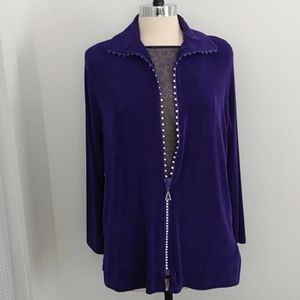 Fashque long sleeve sz.M sweater made in USA vintage vibrant purple with zipper